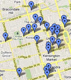 Map of 2010 Toronto Fringe Festival Venues
