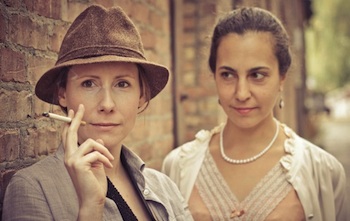 Margaret Evans (l) Plays Jim Watts, Aviva Armour-Ostroff (r) plays Dorothy Livesay in Jesus Chrysler ~ Photo by Will O’Hare