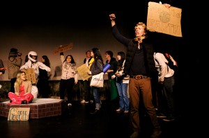 A reenactment of the Occupy Toronto events in Rosamund Small's "Performing Occupy Toronto," which forms the second half of Docket Theatre's "Staging a Rebellion."