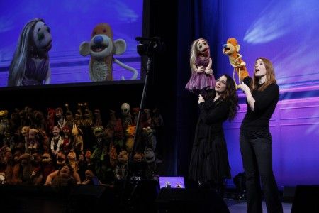 Julianne Buescher and Colleen Smith in Puppet Up Photo by Carol Rosegg