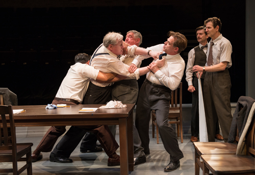 Photo of Byron Abalos, Joseph Ziegler, Michael Simpson, Stuart Hughes, Jordan Pettle, and Tony DeSantis from Twelve Angry Men by Cylla Von Tiedemann