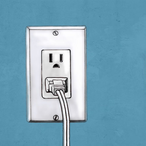 a socket with a cord plugged in to it