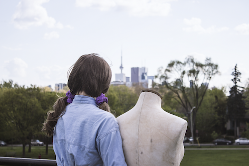 Photo of Alyssa Minichillo with mannequin by Sage Whitworth.