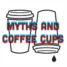 two coffee cups, one upside down and dripping