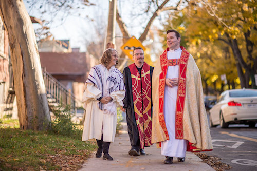 Photo of Rabbi Elyse Goldstein, Reverend Shawn Newton and Father Daniel Brereton by Dahlia Katz