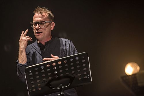 Photo of Torquil Campbell in True Crime, Crows Theatre, January 2018