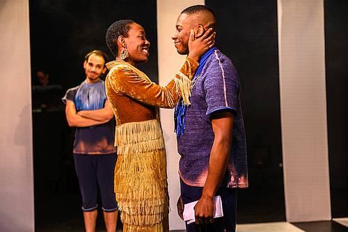 Photo of Virgilia Griffith, Thomas Olajide, and Augusto Bitter in Iphigenia and The Furies