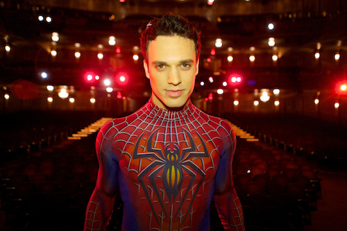 photo of Jake Epstein as Spider-Man in Boy Falls From the Sky Photo by Jacob Cohl 