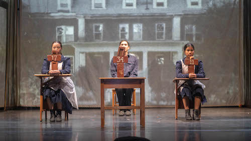 Photo of Semiah Smith, Montana Summers, and Julianne Blackbird in The Mush Hole by Ian R. Maracle