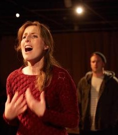 Woman singing in La Boheme in Against the Grain Theatre in Toronto